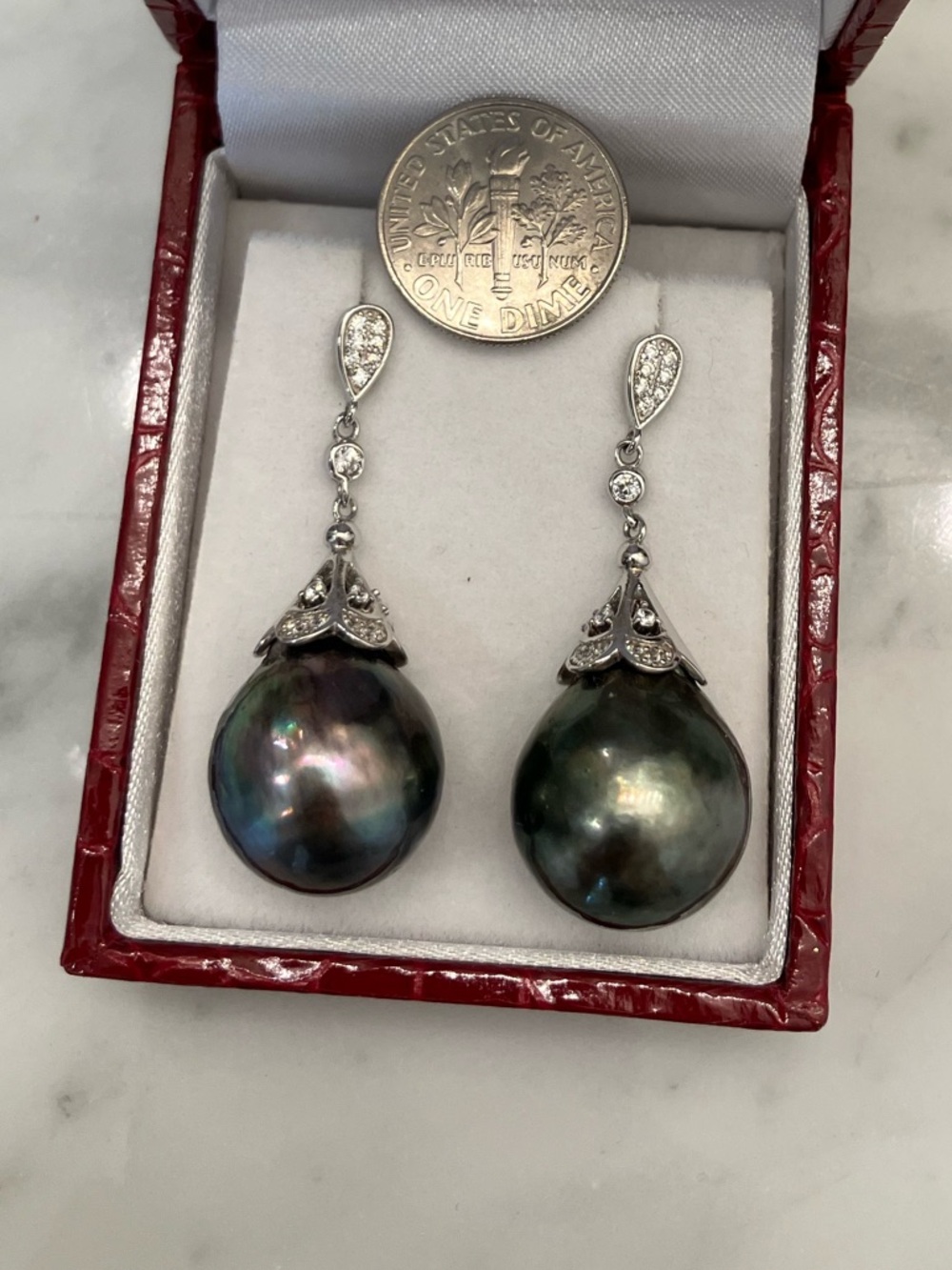 Huge 18mm Tahitian Pearl Earrings - Picture 8 of 8